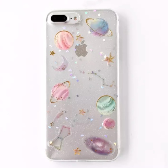 NEW iPhone 7+/8+ Glitter Moon Space Planet Case - Picture 2 of 4